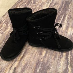 Greet the snow with Suede, faux sherpa lined booties from BearPaw